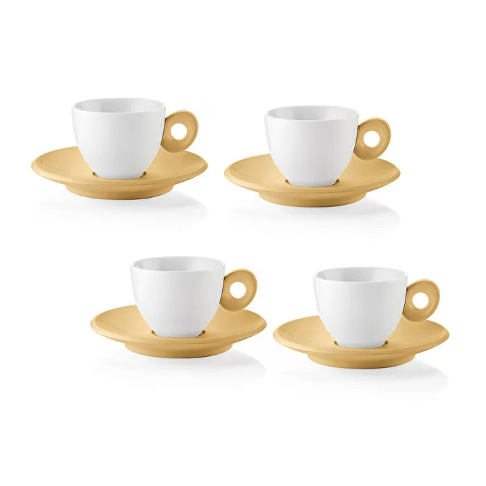 Set Of 4 Espresso Cups Yellow S834