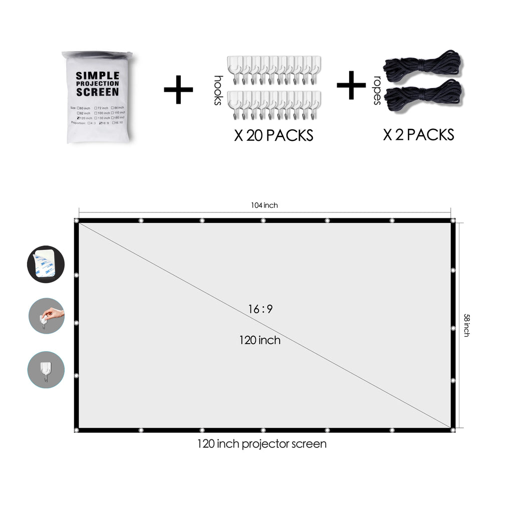 120-inch 16:9 4K Foldable Portable Projector Screen L7491