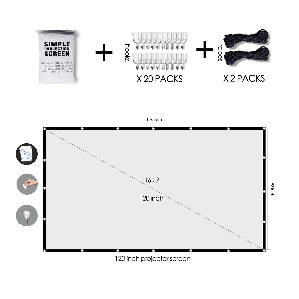 120-inch 16:9 4K Foldable Portable Projector Screen L7491