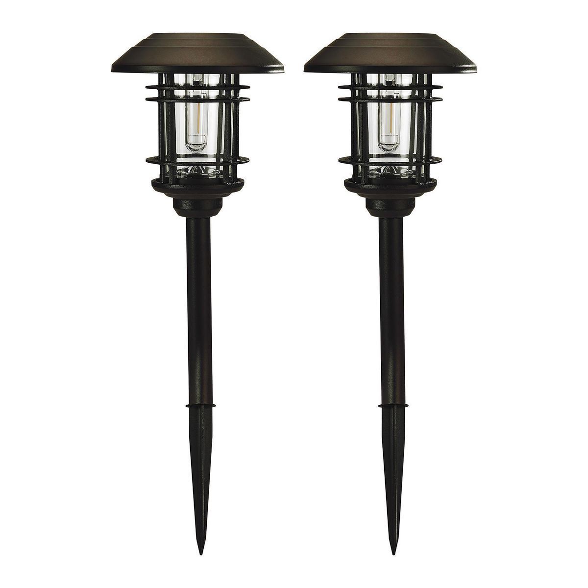 8 Lumen 19 in. Solar LED Bronze Finish Glass Pathway Lights, 2 Pack P266270