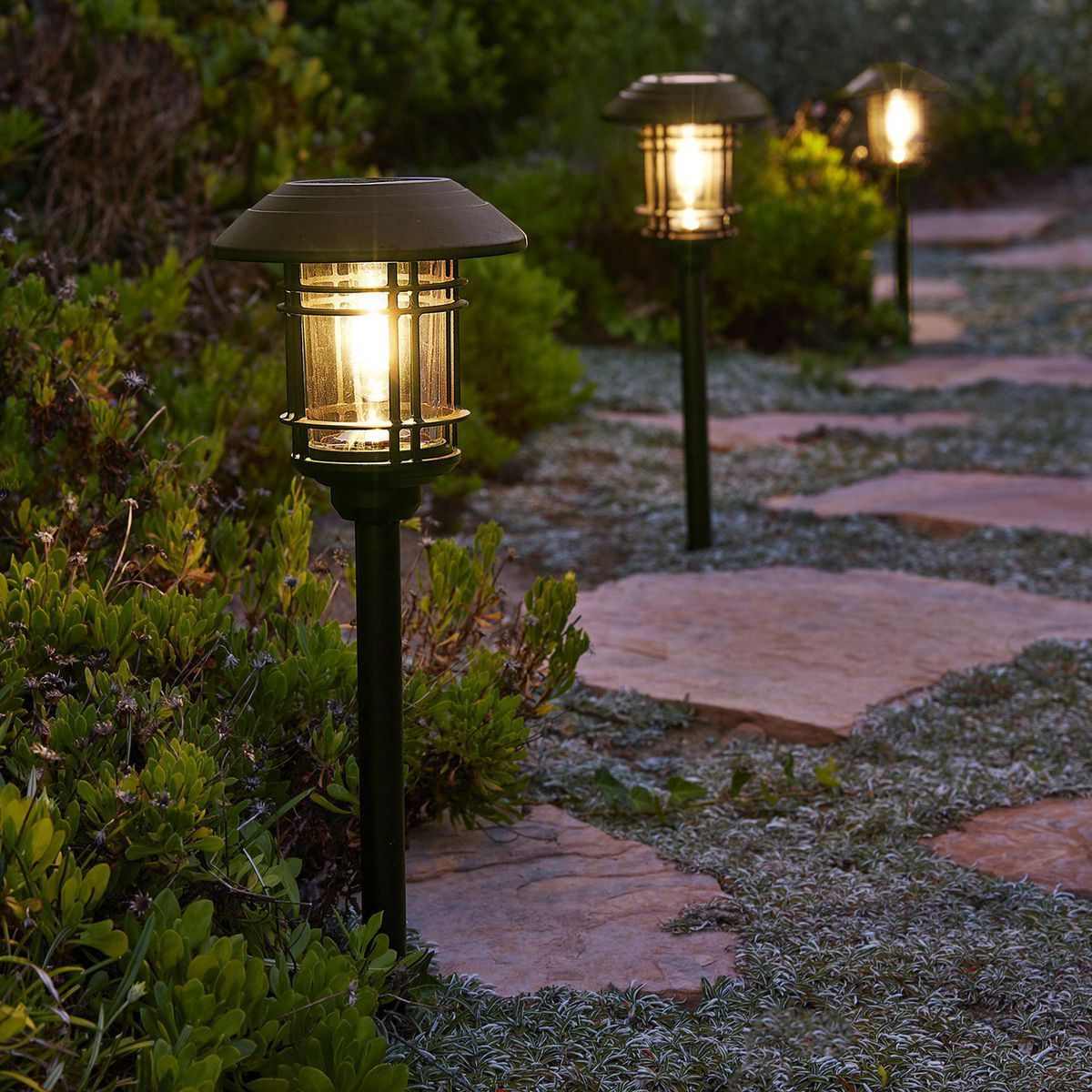 8 Lumen 19 in. Solar LED Bronze Finish Glass Pathway Lights, 2 Pack P266270
